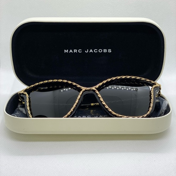 Brand New Marc Jacobs Oversized black gold twist Squared Sunglasses Authentic - Picture 3 of 9